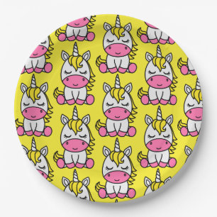 Little Girls Unicorn Pony Pappteller