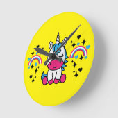 Little Girls Unicorn Pony Runde Wanduhr (Winkel)