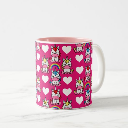 Little Girls Unicorn Pony Zweifarbige Tasse (VorderseiteRechts)