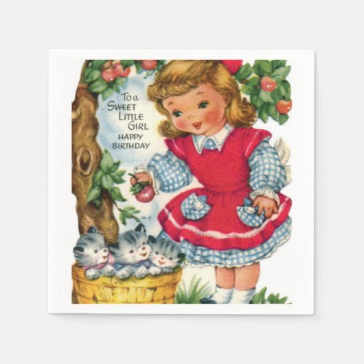 Little Girls Vintag Geburtstagskapitäne Serviette (Vorderseite)