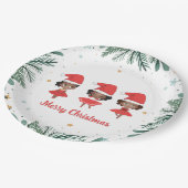 Little Girls Weihnachtszeit Weihnachtsmannmütze Ba Pappteller (Schrägansicht)