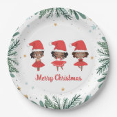 Little Girls Weihnachtszeit Weihnachtsmannmütze Ba Pappteller (Vorderseite)