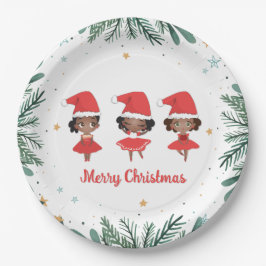 Little Girls Weihnachtszeit Weihnachtsmannmütze Ba Pappteller