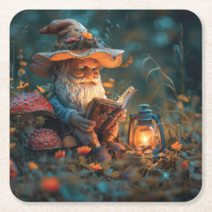 Little Gnome lesen ein Buch Rechteckiger Pappuntersetzer