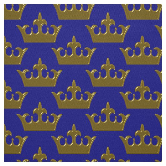 Little Gold Crown, Blue Fabric Stoff (Muster)