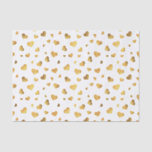 Little Gold Hearts on Snow White Background Tissue Seidenpapier