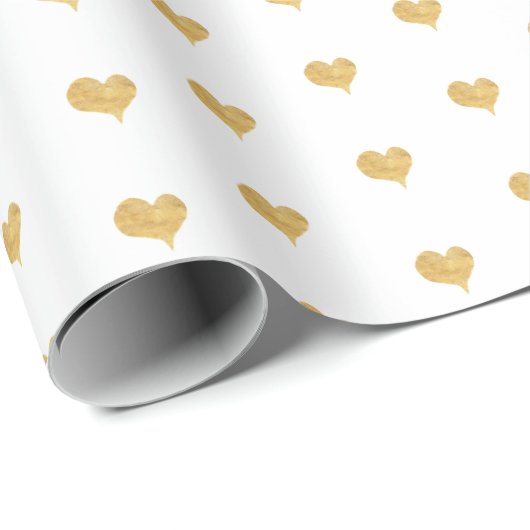 Little Gold Hearts Valentinstag Gift Geschenkpapier (Rolleneckpunkt)