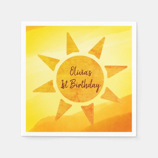 Little Gold Sunshine Boho Birthday Napkins Serviette (Vorderseite)