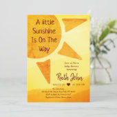 Little Gold Sunshine Modern Boho Baby Dusche Einladung (Stehend Vorderseite)