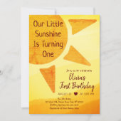 Little Gold Sunshine Modern Boho Birthday Einladung (Vorderseite)