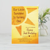 Little Gold Sunshine Modern Boho Birthday Einladung (Stehend Vorderseite)