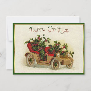 Little Gold Vintage Car Weihnachten Mitteilungskarte