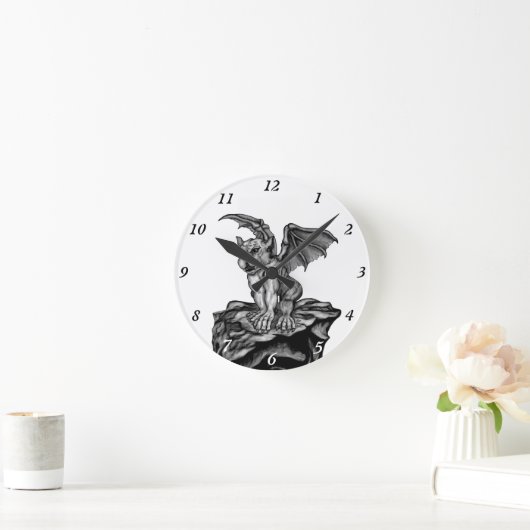 Little Golem Gargoyle Runde Wanduhr (Zuhause)
