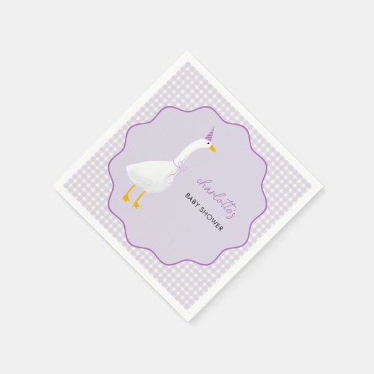 Little Gose Lilac Gingham Baby Dusche Serviette (Ecke)