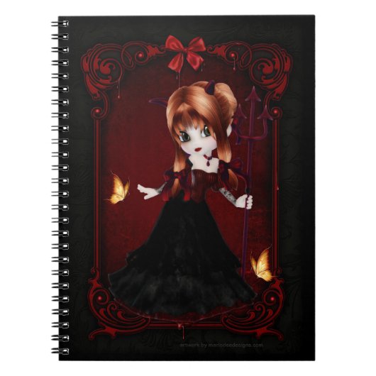 Little Goth Devil Girl Design 3 Note Book Notizblock (Vorderseite)