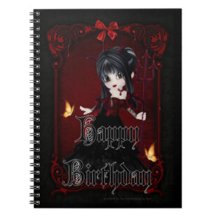 Little Goth Devil Girl Happy Birthday Note Book Notizblock