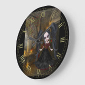 Little Goth Girl Wall Clock Große Wanduhr (Winkel)