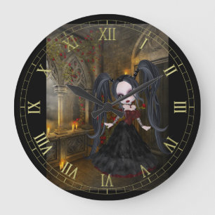 Little Goth Girl Wall Clock Große Wanduhr