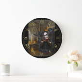 Little Goth Girl Wall Clock Große Wanduhr (Zuhause)