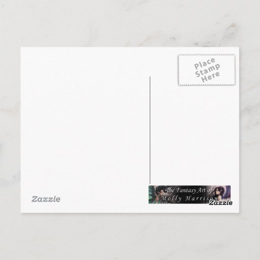 Little Gothic Fairy and Dragon Fantasy Art Postkarte (Rückseite)