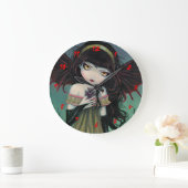 Little Gothic Vampire Fairy Niedlich Clock Große Wanduhr (Zuhause)