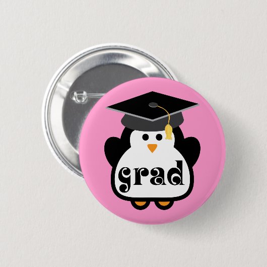 Little Grad Penguin Abschluss Gift Button (Vorne & Hinten)