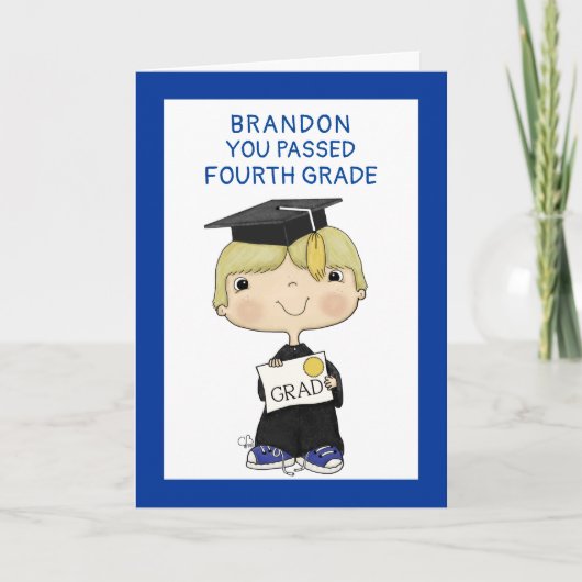 Little Graduate Boy Blond Hair Karte (Vorderseite)