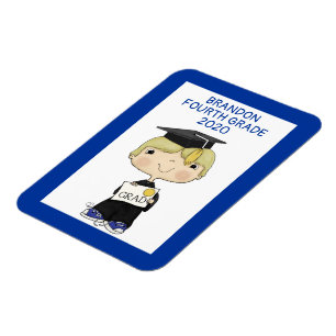 Little Graduate Boy Blond Hair Magnet