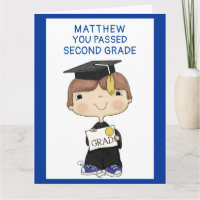 Little Graduate Boy Brown Hair Big