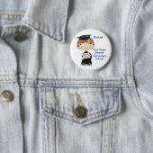 Little Graduate Boy Brown Hair Button (Beispiel)