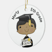 Little Graduate Boy Dark Skin Keramik Ornament (Links)