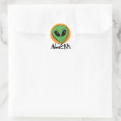 Little Green Alien Runder Aufkleber (Tasche)