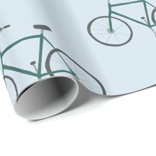 Little Green Bicycles Muster Blue Gift Wrap Geschenkpapier (Rolleneckpunkt)