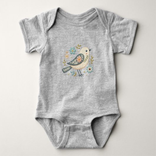 Little Green Bird Floral Baby Bodysuit Baby Strampler (Vorderseite)