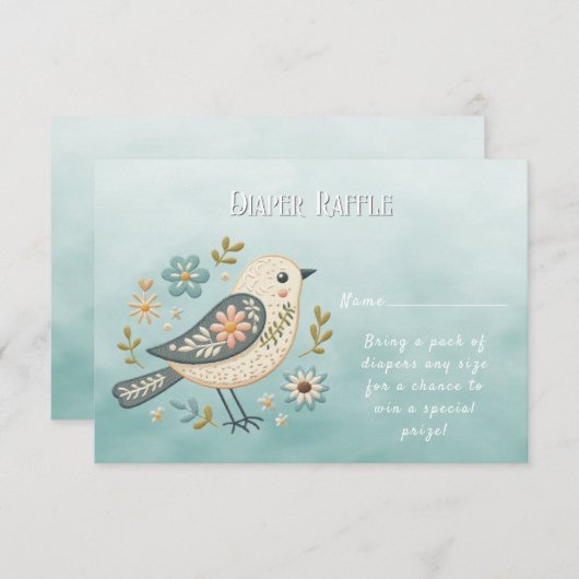 Little Green Bird Floral Baby Dusche Begleitkarte (Vorne/Hinten)