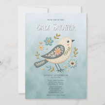 Little Green Bird Floral Baby Dusche