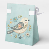Little Green Bird Floral Bevorzugung Box Geschenkschachtel (Rückseite)