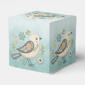 Little Green Bird Floral Bevorzugung Box Geschenkschachtel (Rückseite)