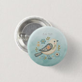 Little Green Bird Floral Button (Vorne & Hinten)