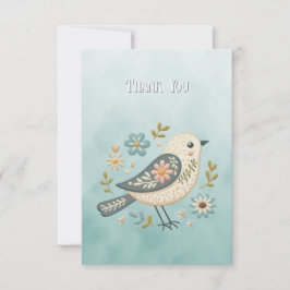 Little Green Bird Floral Danke Karte