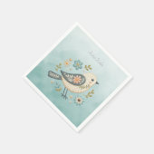 Little Green Bird Floral Napkins Serviette (Ecke)