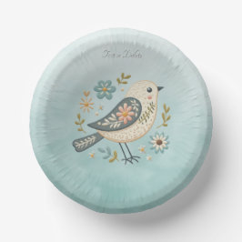 Little Green Bird Floral Paper Bowl Pappteller