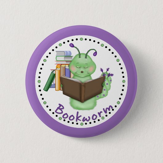 Little Green Bookworm Button (Vorderseite)