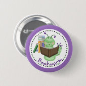Little Green Bookworm Button (Vorne & Hinten)