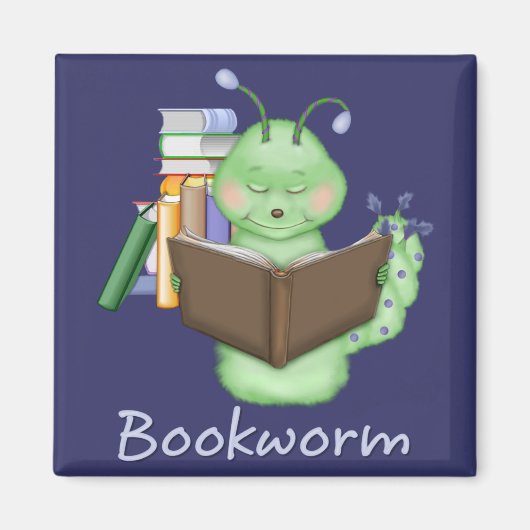 Little Green Bookworm Magnet (Vorne)