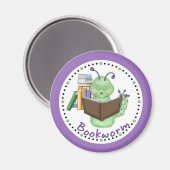 Little Green Bookworm Magnet (Vorderseite/Rückseite)
