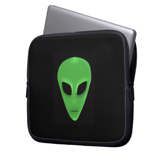 Little Green Man Alien Face Laptopschutzhülle (Vorderseite Links)