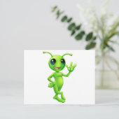 Little green man Alien Postkarte (Stehend Vorderseite)