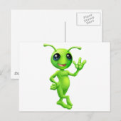 Little green man Alien Postkarte (Vorne/Hinten)