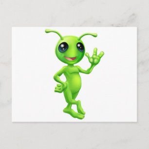 Little green man Alien Postkarte